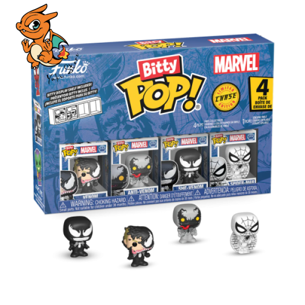 Funko Bitty Pop! Spider-Man Venom 4-Pack - Chance De Chase Rare + Mini Surprise