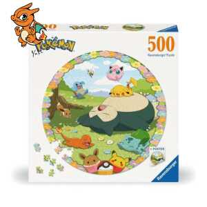 POKEMON - Puzzle Rond 500p - Pokemon en fleurs