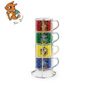 HARRY POTTER - Les 4 Maisons - Set de 4 Mugs 80ml + Support en Métal