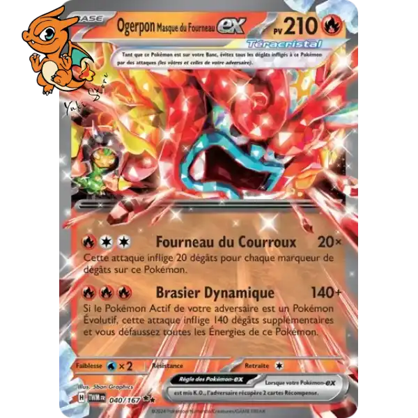 040 167 pokemon card Scarlet & Violet Twilight Masquerade the DefendingPokmon cant retreat Ogerpon Masque du Fourneau ex
