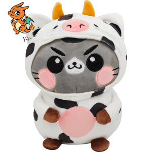 FUNNY CATS - Vache - Peluche 21cm