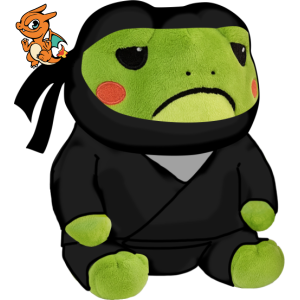 FROWNY FROGS - Ninja - Peluche 25cm