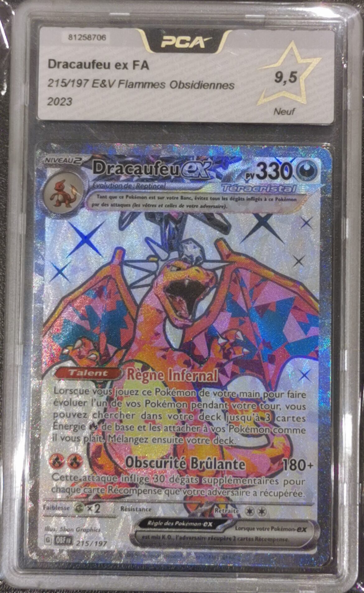 Dracaufeu ex - Flammes Obsidiennes - 215/197 - PCA 9.5 - Français