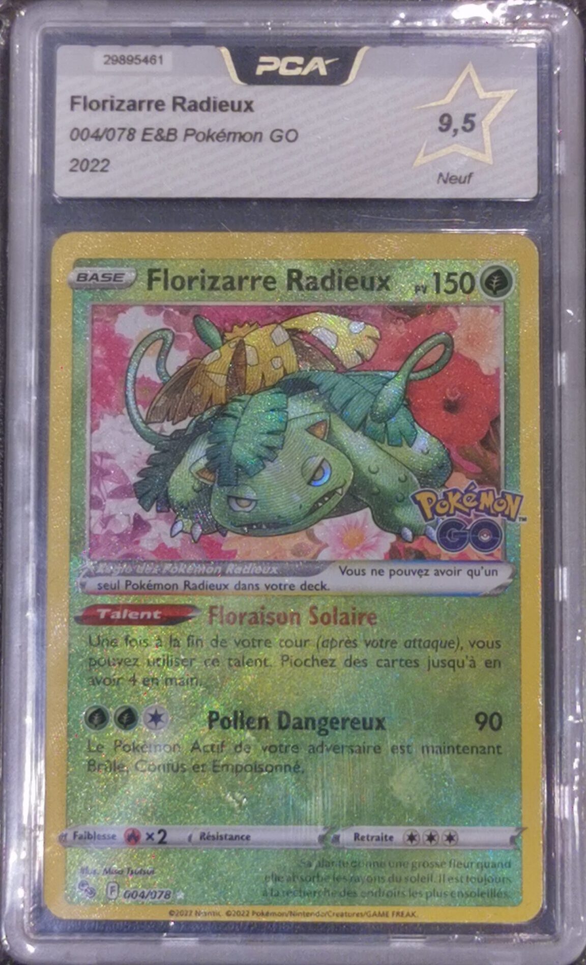 Florizarre Radieux - Pokémon GO - 004/078 - PCA 9.5 - Français