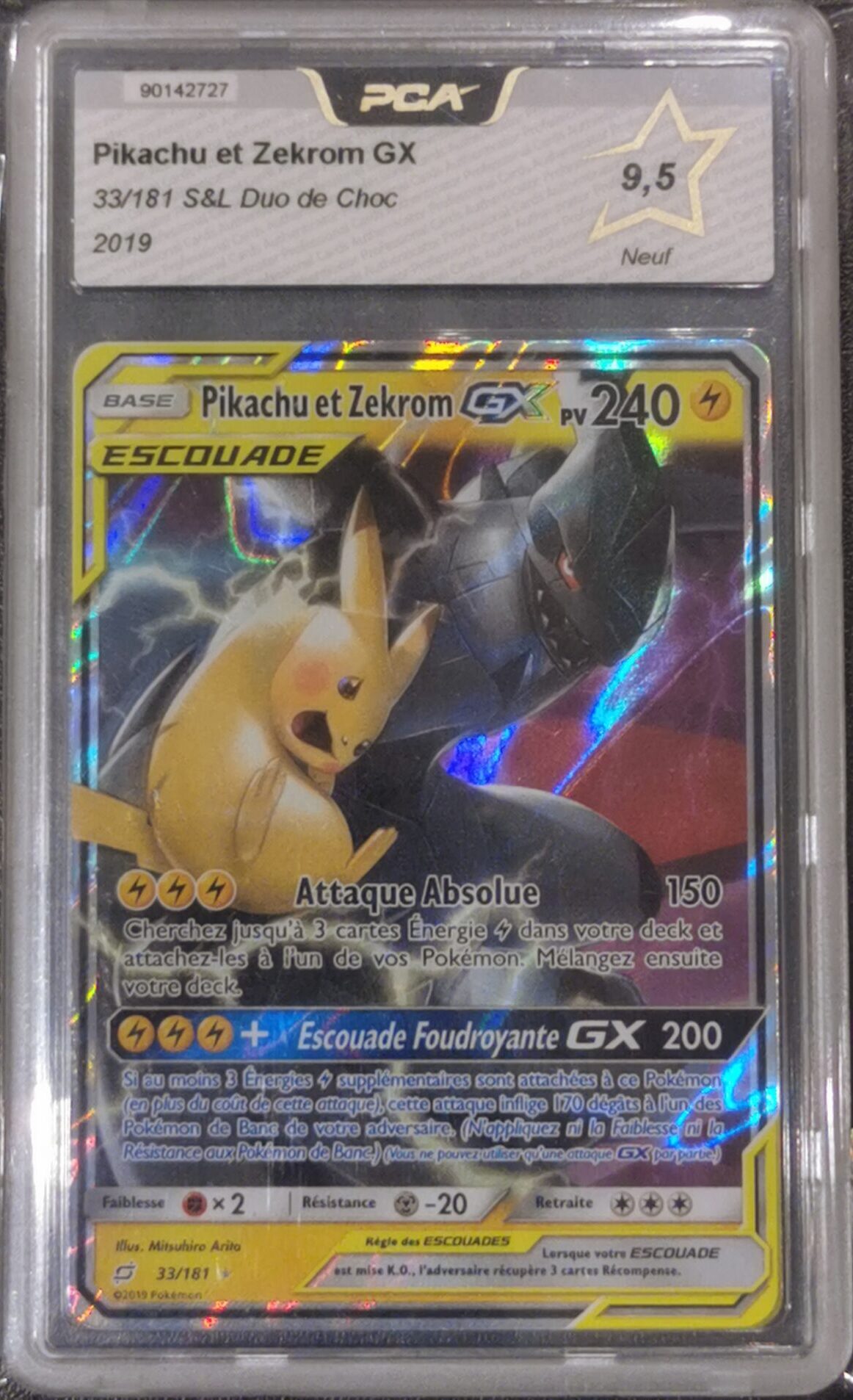 Pikachu & Zekrom GX - Duo de Choc - 33/181 - PCA 9.5 - Français