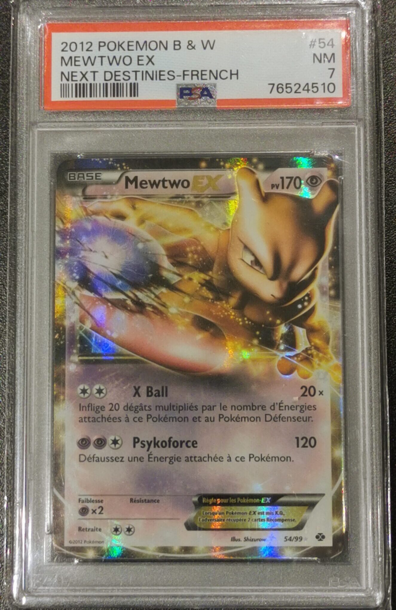 Mewtwo EX - Destinées Futures - 54/99 - PSA 7 - Français