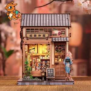 BOOK NOOK KIT - DIY -Boutique de kimonos Sakura- 235pc + Eclairage LED