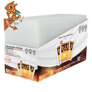 Phoenix Shield Boîte 100 Toploader + Sleeves Cartes à collectionner