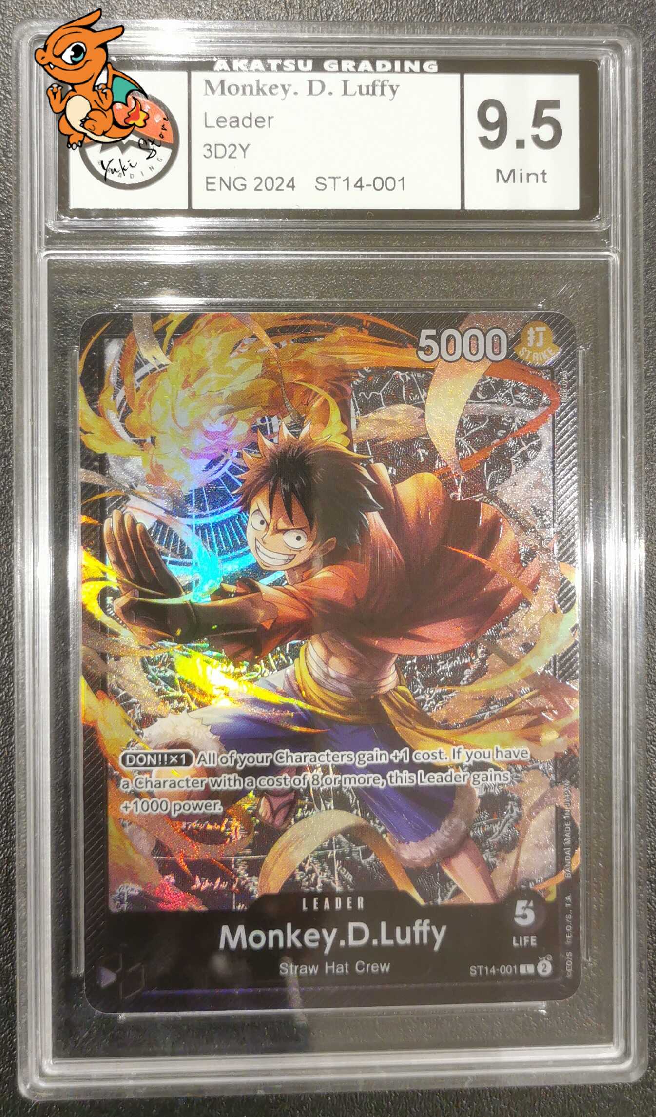 Monkey D. Luffy Leader - 3D2Y - ST14001 - Akatsu Grading 9.5 - Anglais