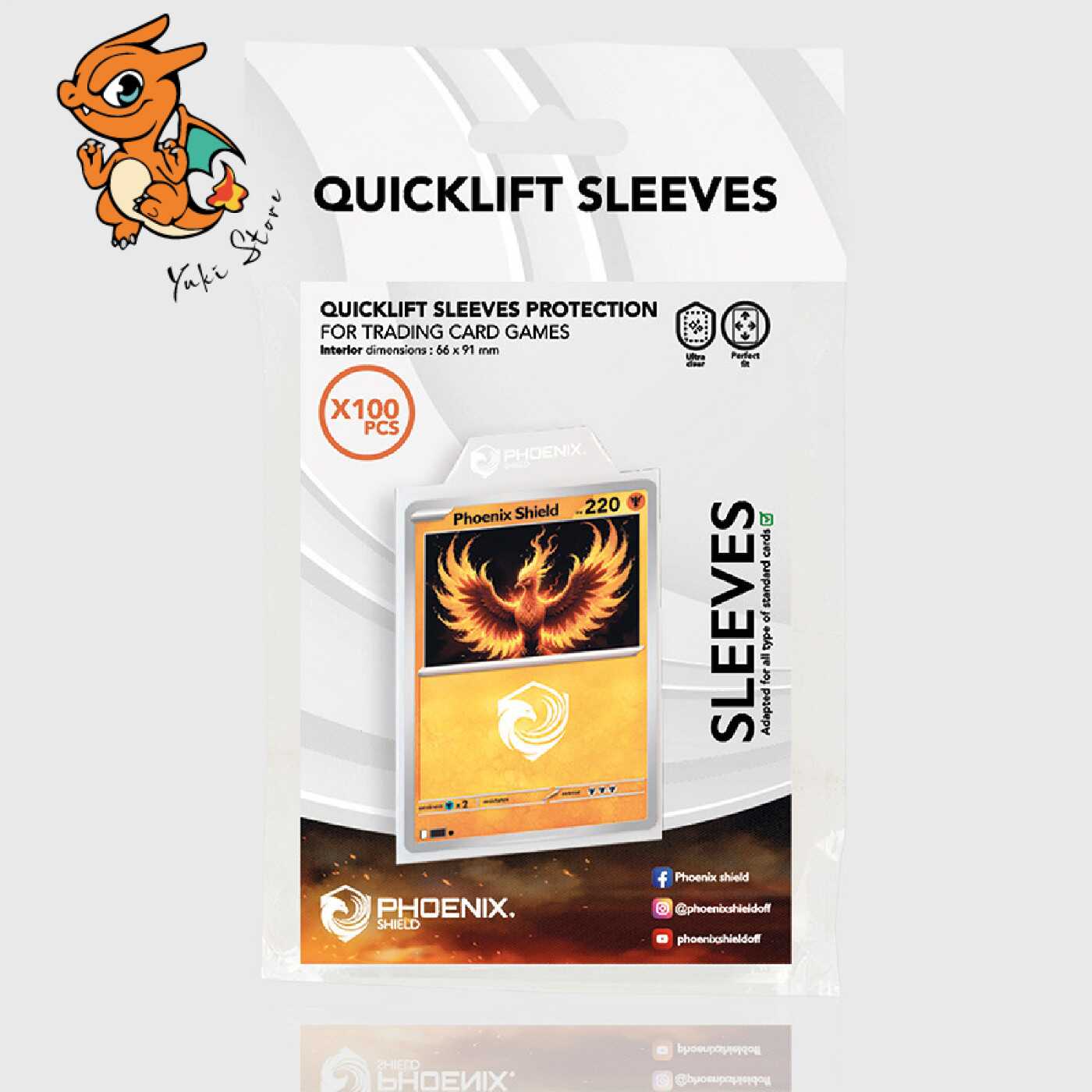 Phoenix Shield - Pochette de 100 sleeves à languette